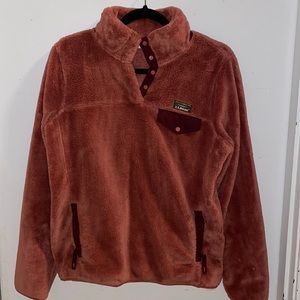 L.L. Bean Pink Quarter Button Up Sherpa Pullover